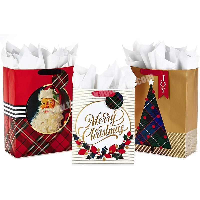Promotional cheap reusable eco christmas shopping custom logo kraft papers bag for gifts