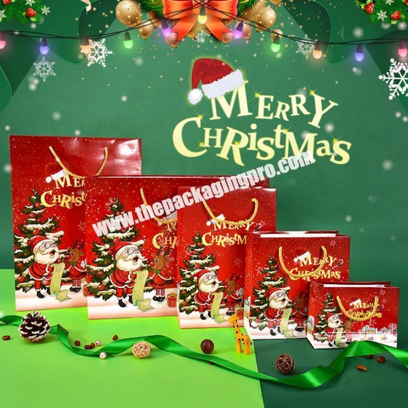 Promotional cheap reusable eco christmas shopping  kraft papers bag for gifts