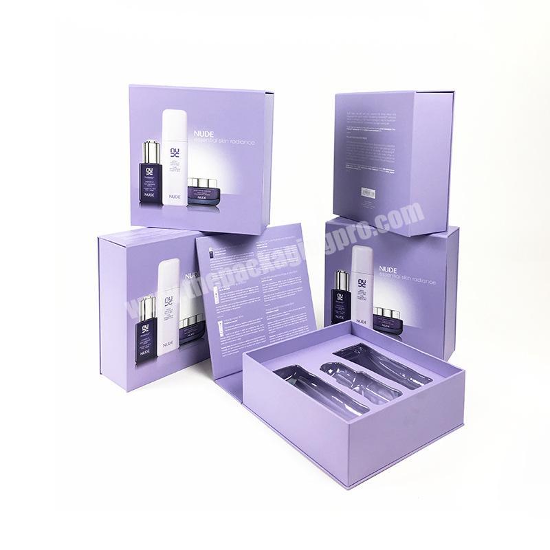 Promotional Eco Friend Light Purple Color Lotion Gift Set Boxes Shampoo Lotion Gift Set Box With Logo Printed
