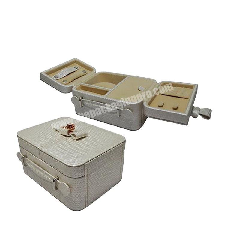 PU Handmade Craft wooden pro table layer white jewelry storage box customised jewelry box