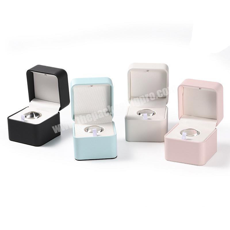 PU Leather Box with Luxury Velvet Interior Storage Box Jewelry Packaging LED light Gift Box for Wedding,Engagement