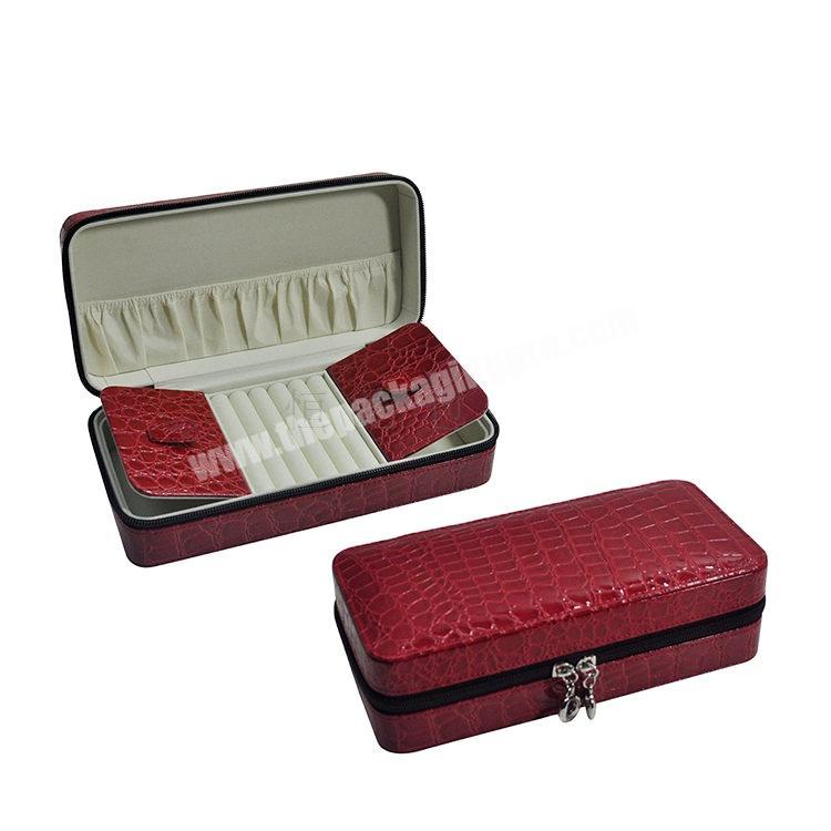 PU leather jewelry box;Custom high quality jewelry storage  jewelry case leather with zipper for christmas gift