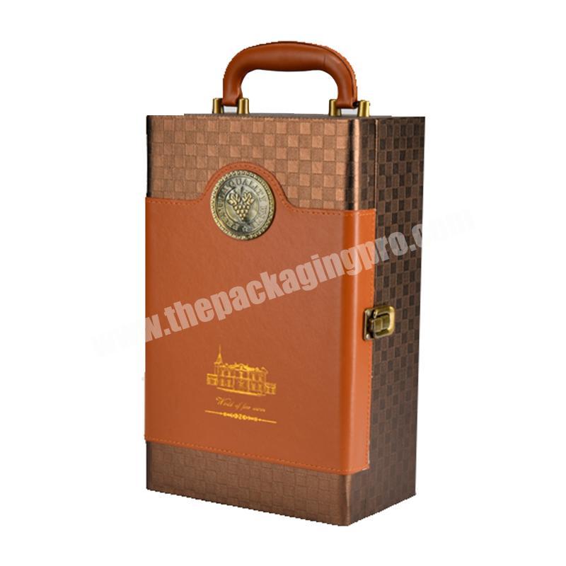 pu leather wholesale luxury gift packaging wine  box yellow premium box bottle for wine