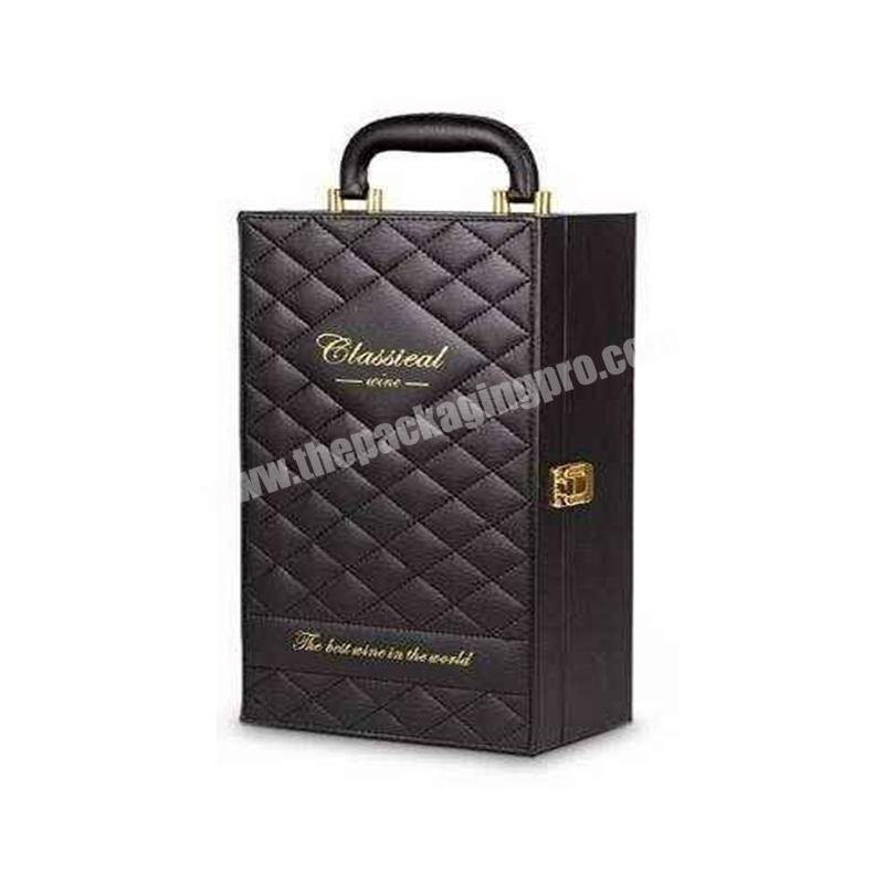 PU Leatherette Wine Box For 2 Bottles Gift Packaging For Red Wine