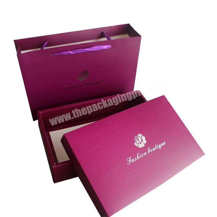 purple gift bag with box foldable luxury scarf packaging gift box for dress with lid