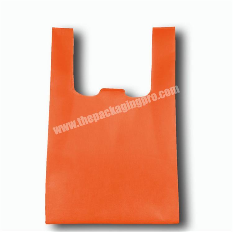 Ready to ship Biodegradable vest t-shirt orange non woven bag
