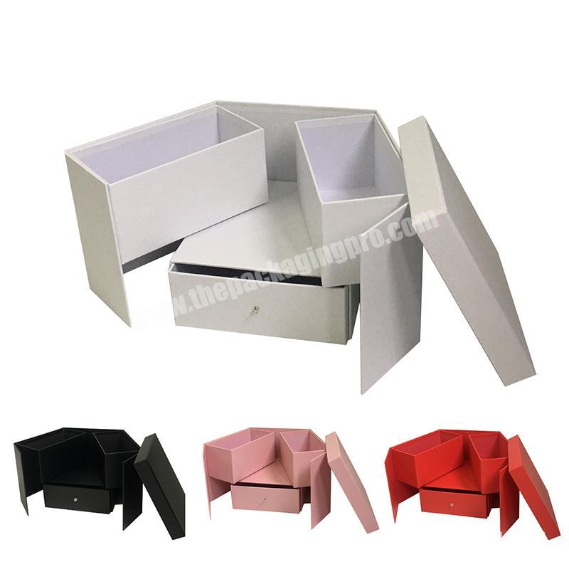 ready to ship luxury square shaped flower packaging box with drawer
