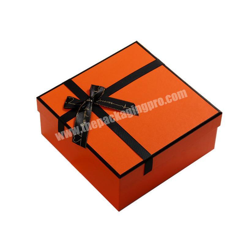 Rectangular empty orange wedding favor gift box keepsake birthday gift box