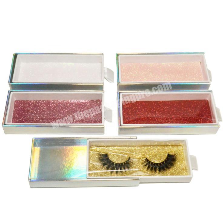 Rectangular laser silver false eyelashes drawer box custom false eyelashes packaging box paper box