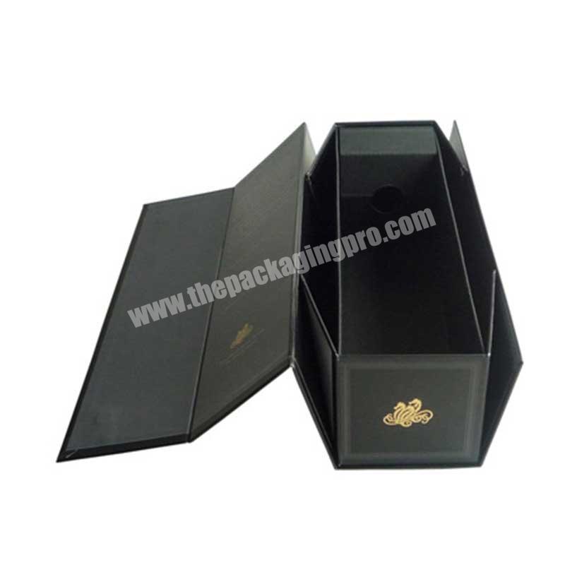Rectangular luxury black single wine packaging gift box