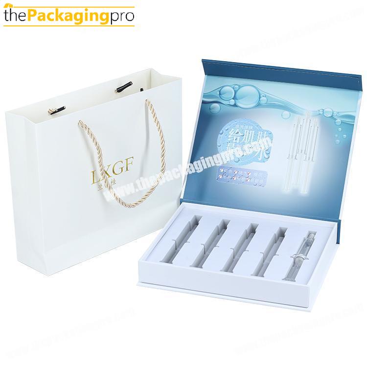 Rectangular magnetic closure hard custom cardboard packaging white presentation gift boxes with foam insert