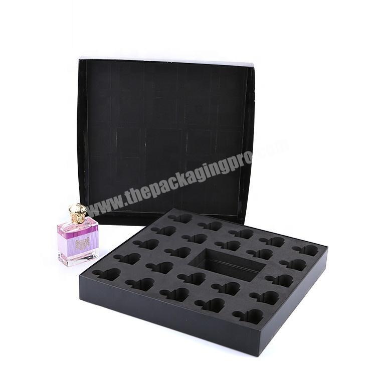 Recyclable Black Cardboard Beauty Cosmetic Packaging Perfume Gift Box With Inserts