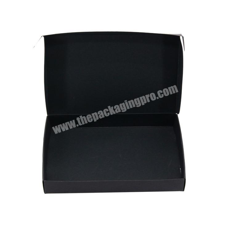 Recyclable customized black folded clothing mailing box square corrugated shipping gift box for clothing