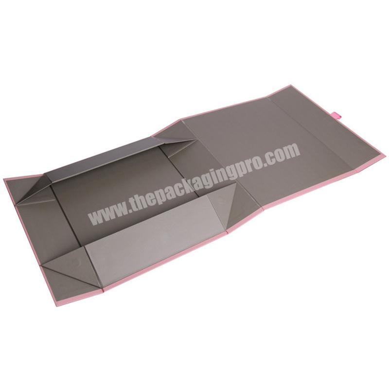 recyclable customized hard cardboard magnetic folding paper gift box packaging with ribbon