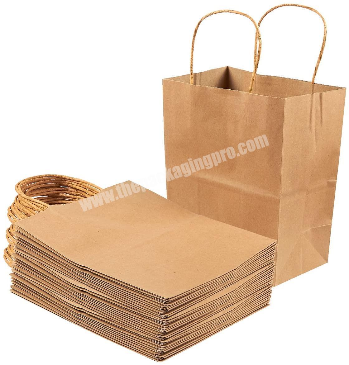Recyclable Kraft Paper Bag With Your Own Logo, Custom Shopping Paper Bag For Food With Handle