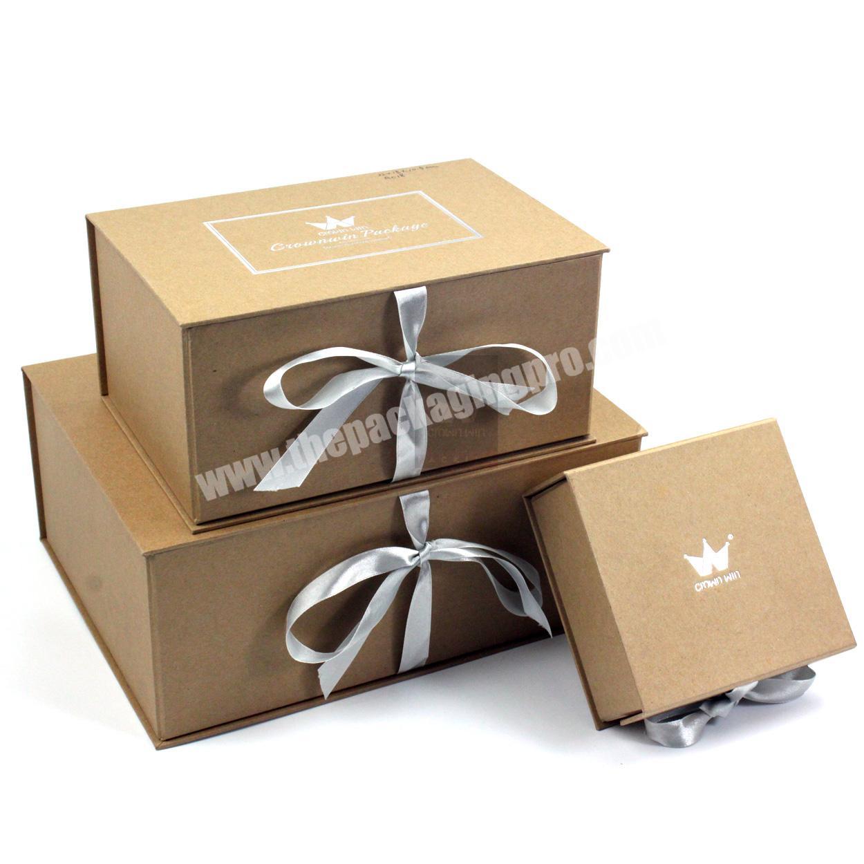 Recyclable Rigid Luxury Custom Logo Black Folding Matte Kraft Paper Box gift packaging box Magnet Luxury Gift Packaging Box