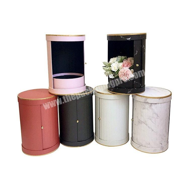 Recycle Elegant Shape Cylindrical Paper Box Decorate Flower Gift Box Packaging Side Open Special Wedding Gift Box