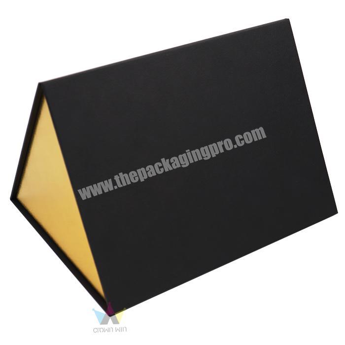 Recycle empty rigid cardboard black big customized triangle shape magnetic lipstick gift box