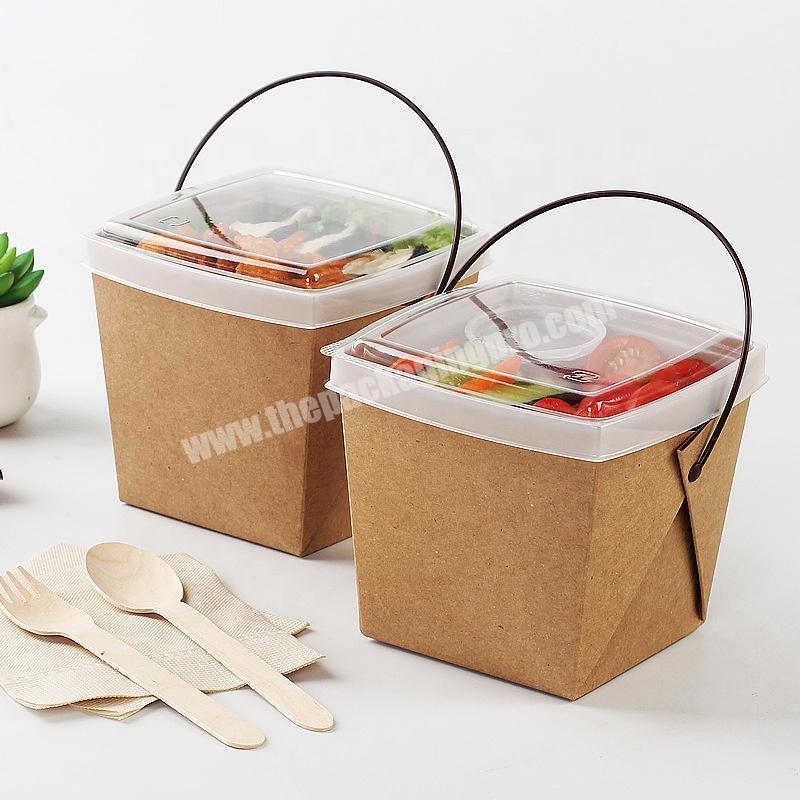 Kraft Brown Food Boxes With Lids And Spoons, Disposable Kraft