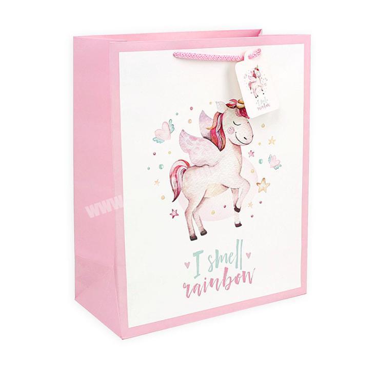 Recycled custom unicorn design high quality luxury gift paper bag