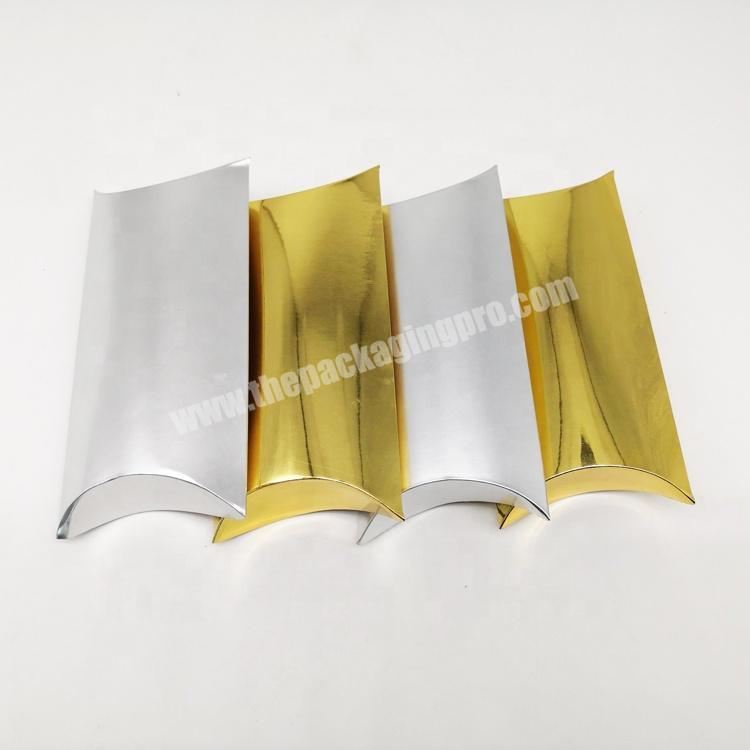 Recycled Gold Favor Pillow Shaped Paper Gift Box Packaging