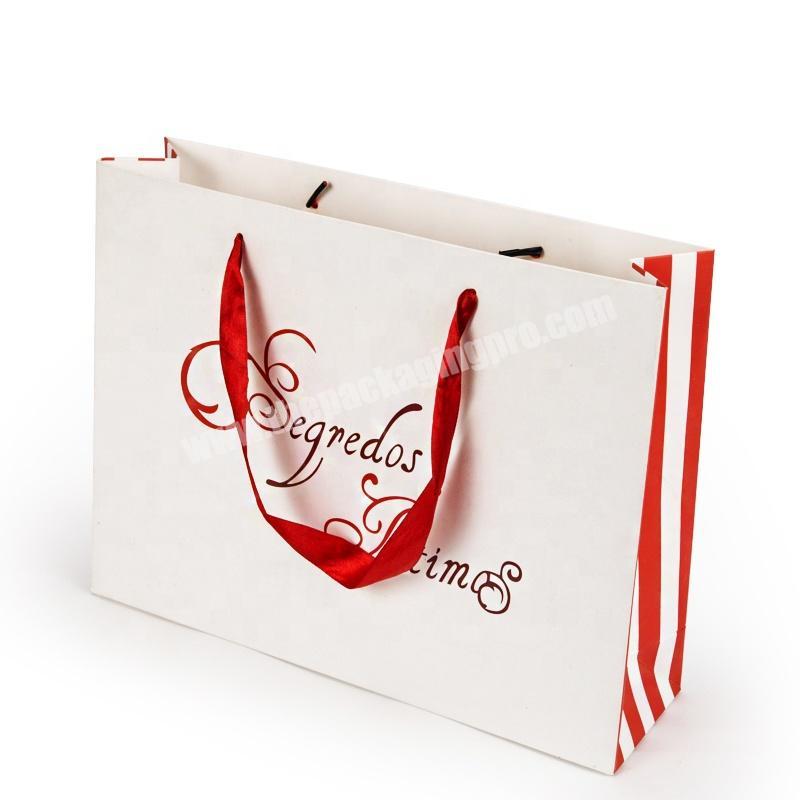 Red and white striped wedding thank you luxury gift bag with ribbon