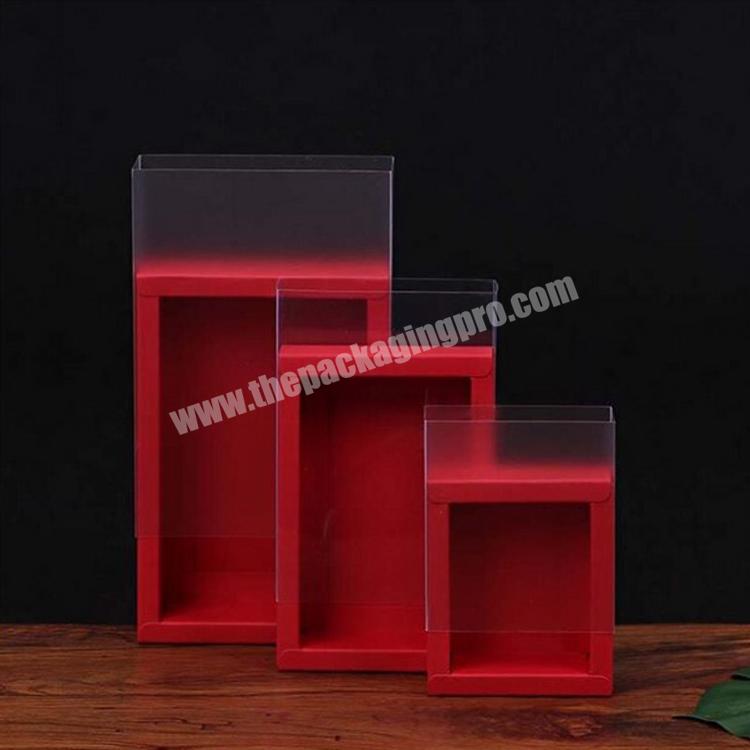Red Black Gift Box Transparent PVC Box Kraft Paper Drawer Box for Tea Cookies Candy Packaging Carton Folding