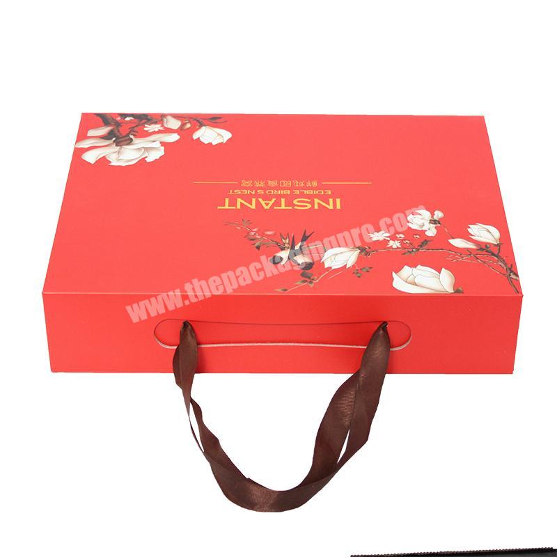 Red Packaging Craft Paper Gift Bird Nesting Box with handle