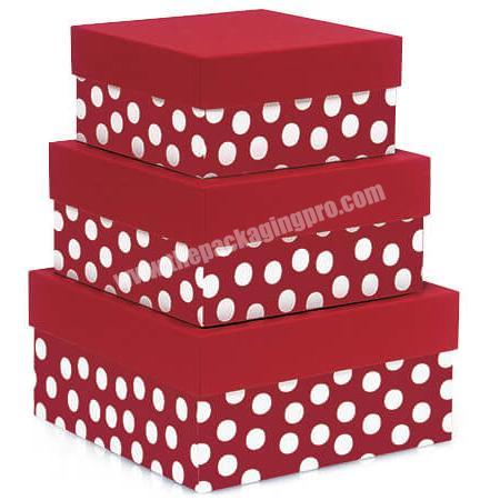 Red paper cardboard colorblock nested christmas gift box set