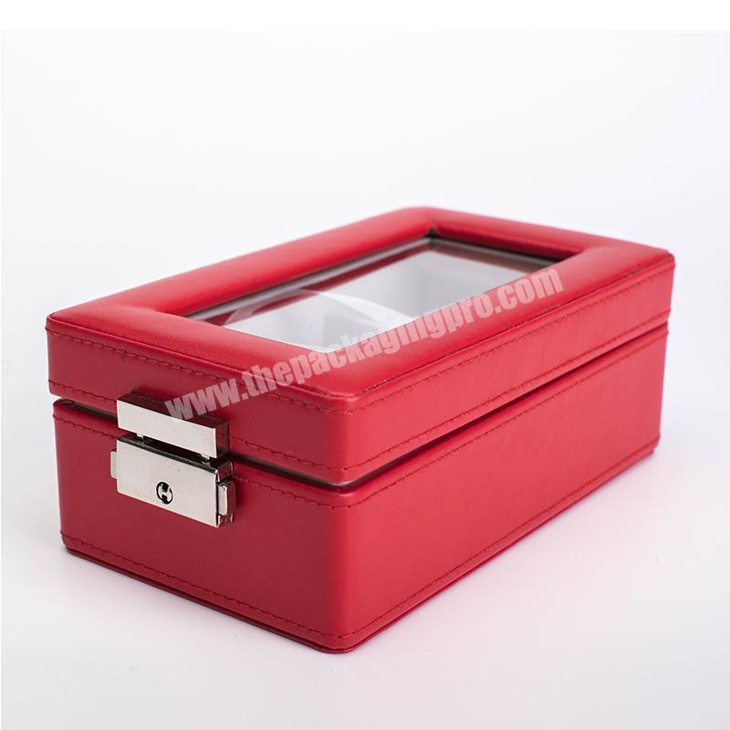 Red Travel Custom necklace box Leather jewelry packaging With jewelry box