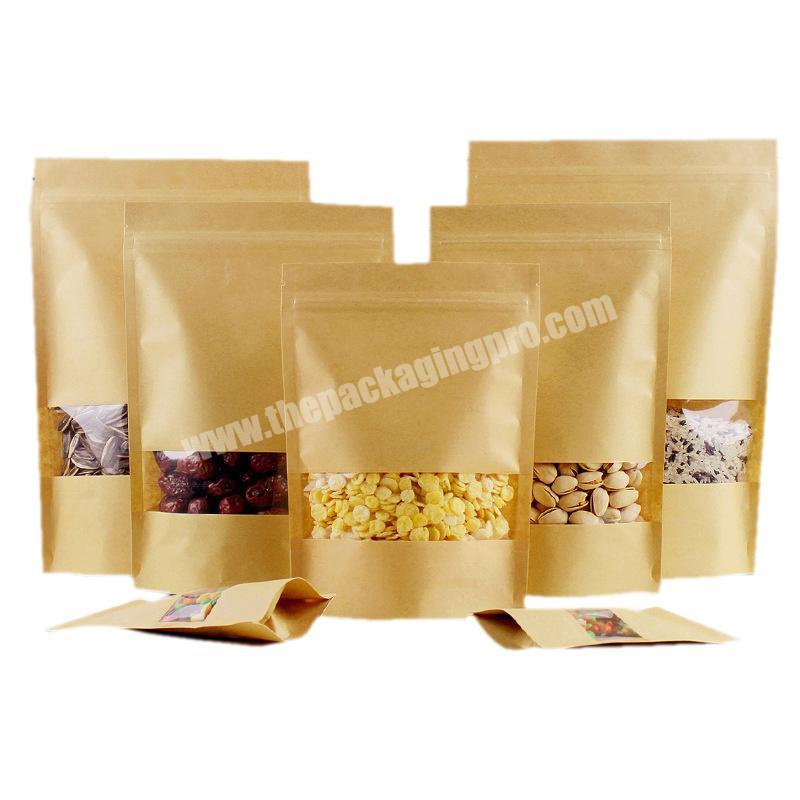 Resealable Ziplock Brown Kraft Paper Aluminum Foil Lined Inside Standing Up Pouches Food Packaging Bags With Zipper