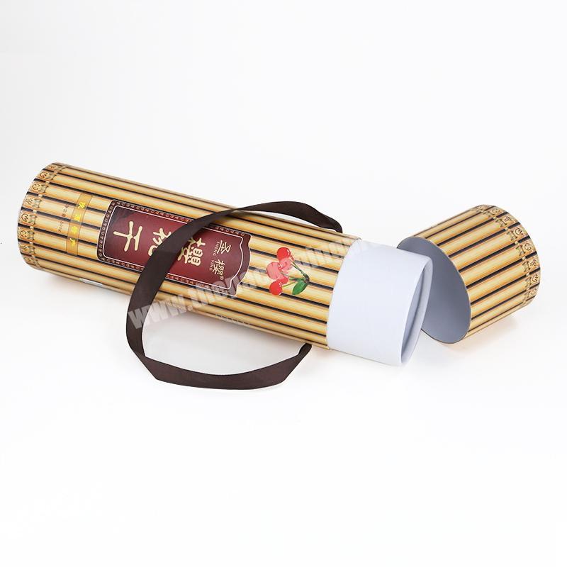 Reusable Lip Gloss Tube Paper Packaging Box Custom Cardboard Perfume Cylinder Box With Cotton Handles