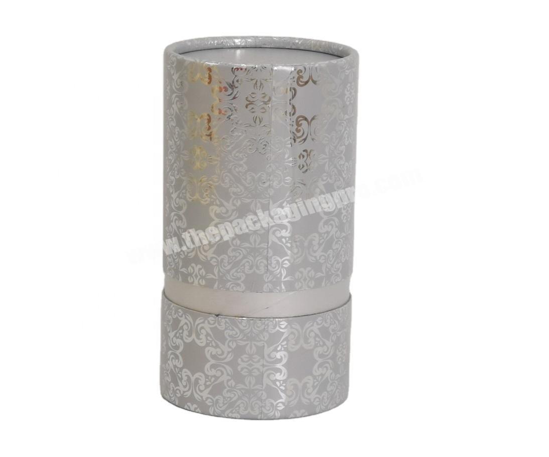 Reverse UV Varnish Silver Card Printing Rolled Edge Perfume Packaging Paper Tube With EVA Inserts