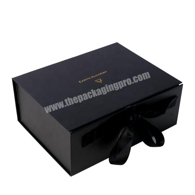 Ribbon Paper Gift Box Cosmetic Clothes Black Packaging Paper Box
