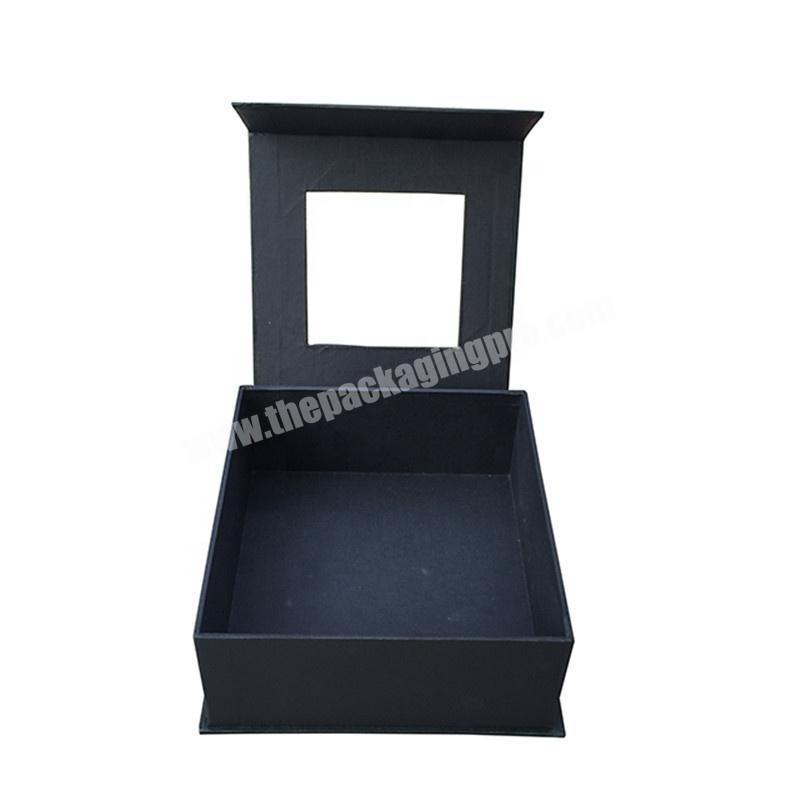 Rigid black glossy magnetic gift box square folding paper box