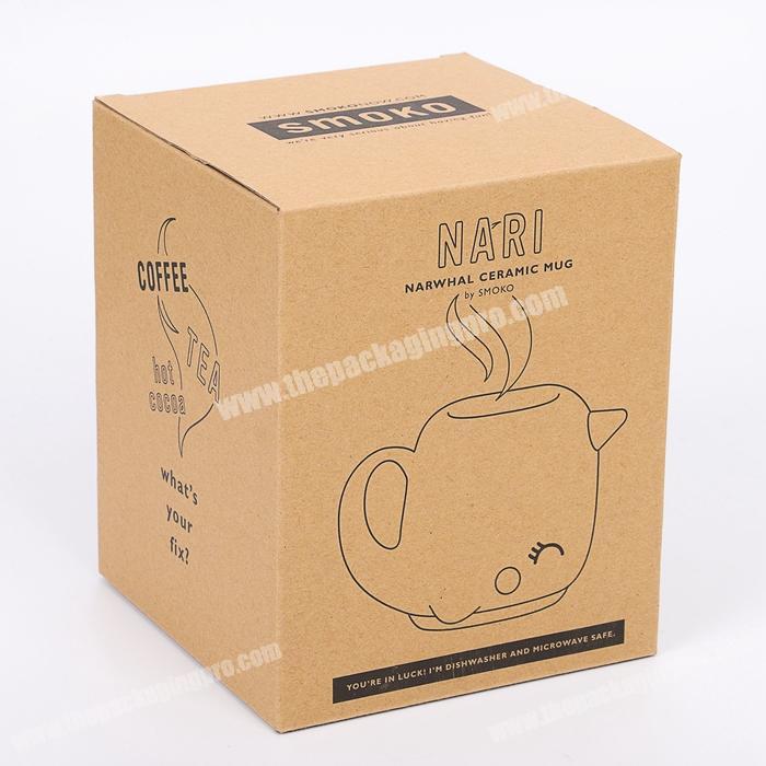 Rigid Brown Paper Kraft Corrugated BE Fluted Die Cutting Tea Coffee Ceramic Mug Tuck Top Packaging Box