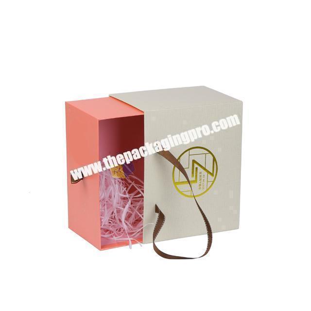 rigid cardboard ribbon handle drawer newborn set clothes gift box