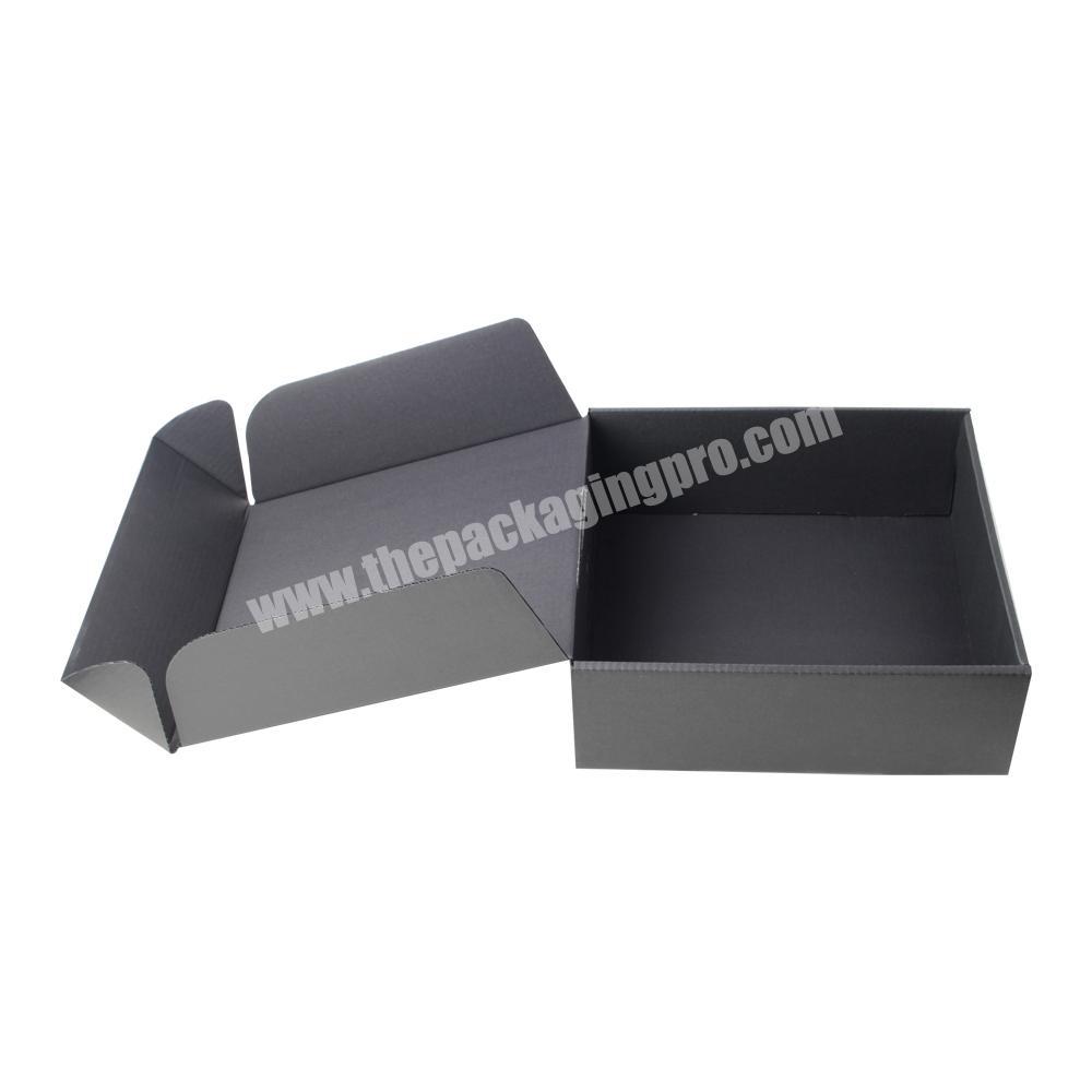 Rigid Custom Flat Pack Corrugated Cardboard Box  Black Packaging  with Custom Logo