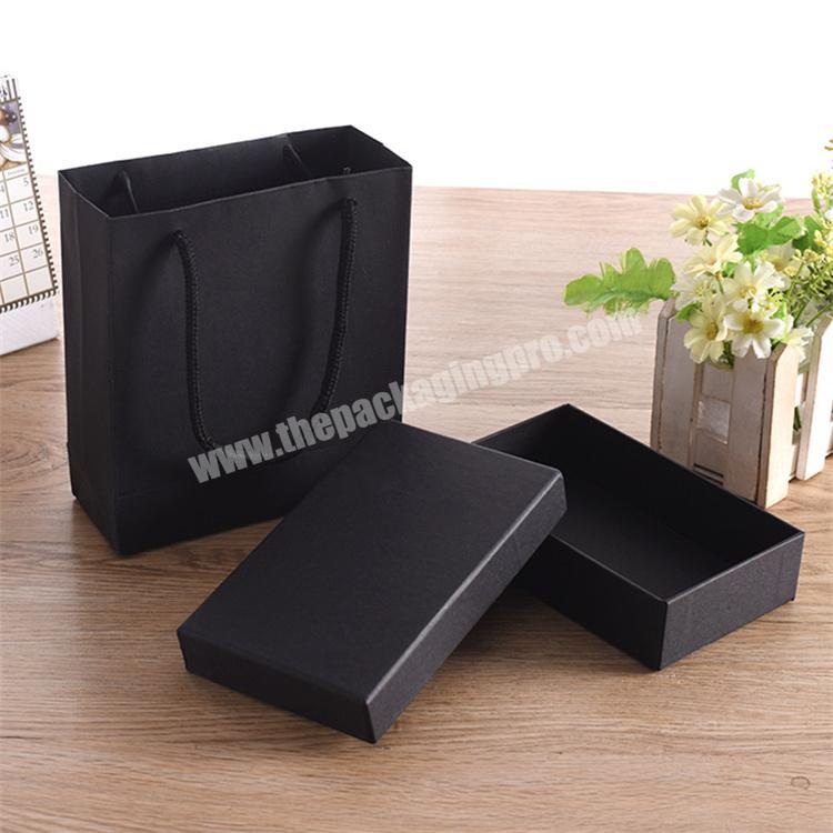 Rigid Gift Box Factory Wholesale Jewellery Set Ring Earrings Necklace Black Lid And Base Paper Packing Box
