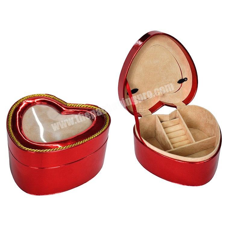Ring Earring Packaging Box Velvet or PU  Heart Shape Jewelry Packing Box