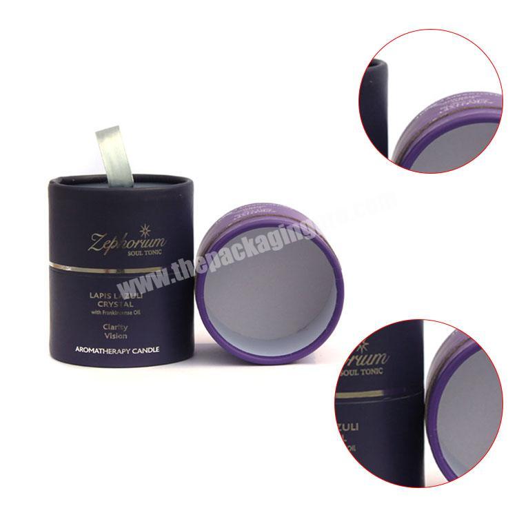 Rolled edge biodegradable paper tube candle box packaging luxury round packaging boxes hard paper box with ribbon