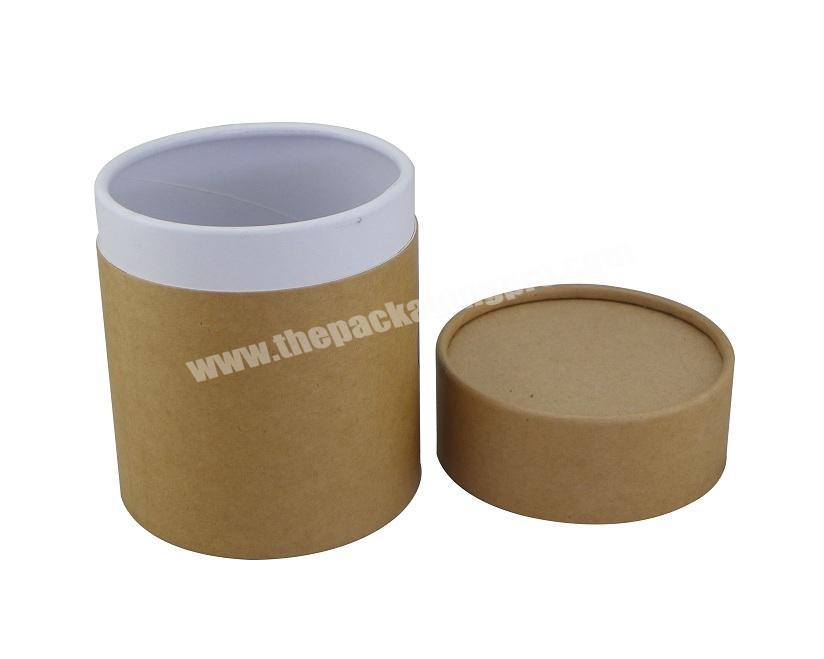 Rolled Edge Brown Kraft Natural Paper Tube With White Paper Inside For Food Packaging