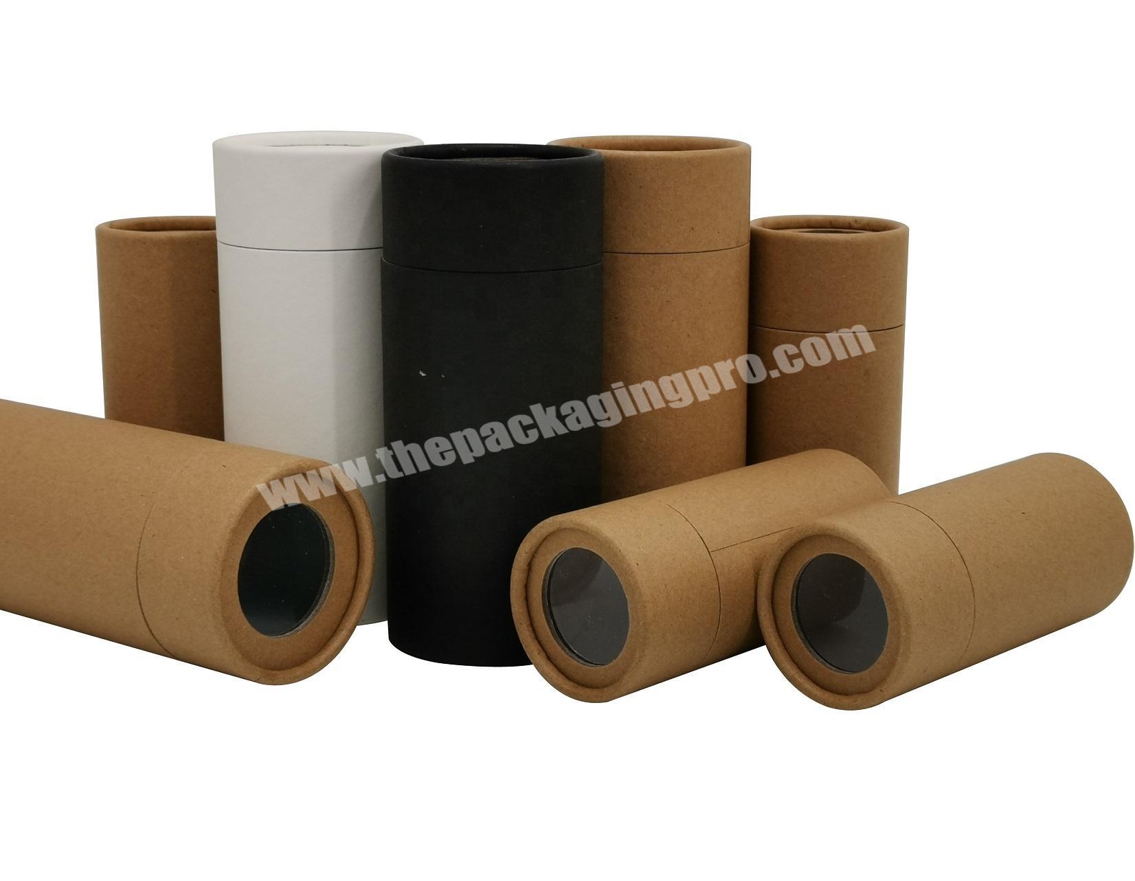 Rolled Edge Cans Eco-friendly Three Pieces Kraft Paper Tea Tubes with Clear Top Window