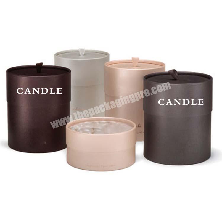 rolled edge paper core tube round candle gift box with custom logo