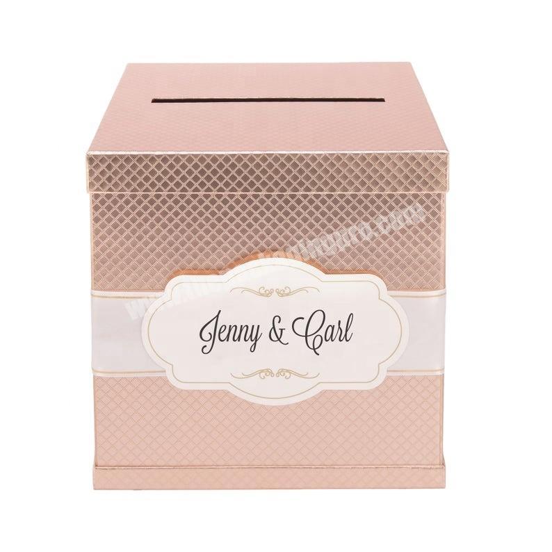 Rose gold wedding gift card box personalized perfect graduation birthday box