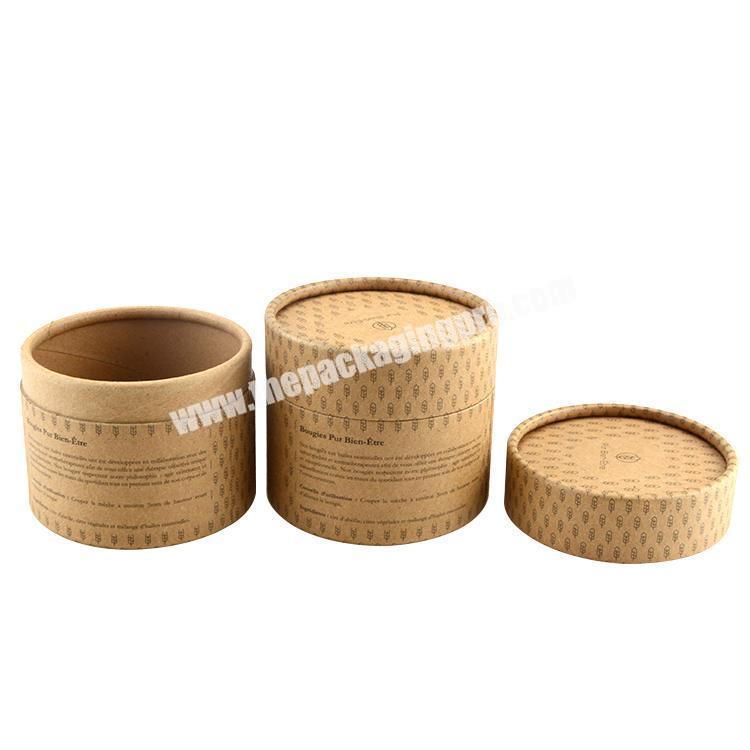round cardboard gift box kraft cardboard tube paper canister for candle