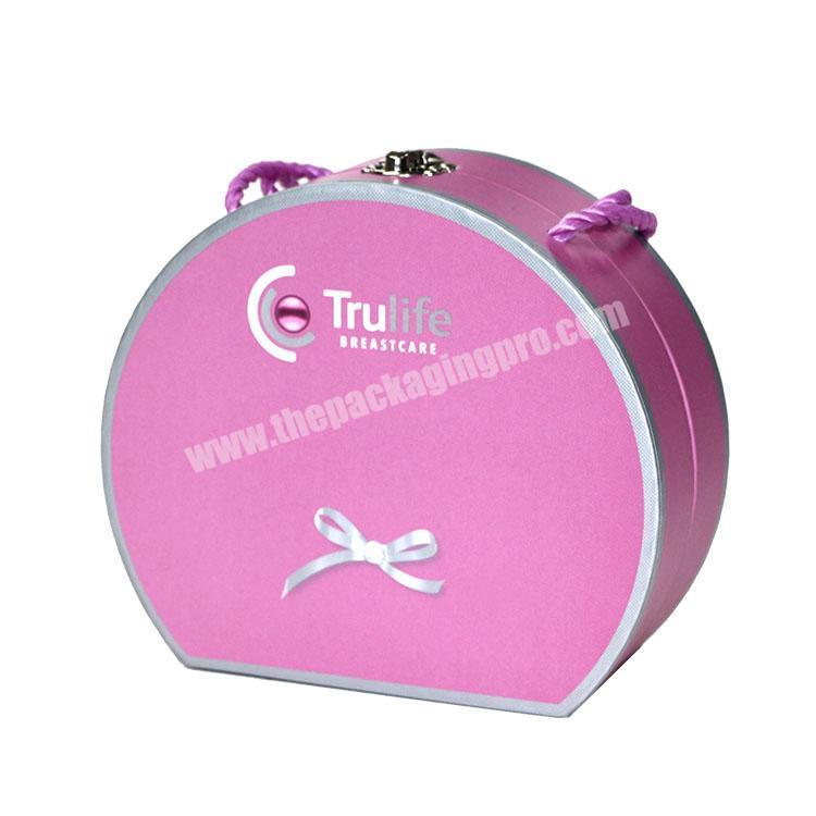 round paper packaging gift box with handle