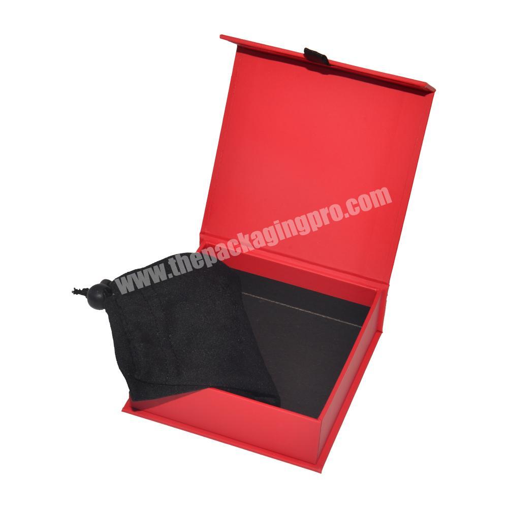 Ruby Red Matt lamination magnetic closure gift jewelry box for necklace and bracelet packing