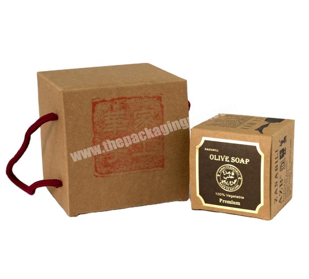 SC Custom Design Handmade Soap Packaging Brown Kraft Paper Box printing