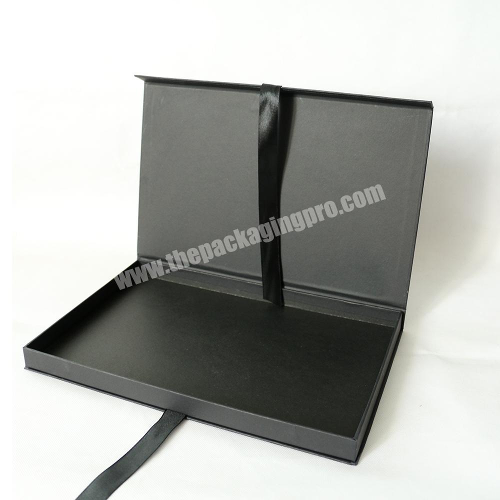 SC Luxury Design Black Matt Paper Custom Gift Packaging Box with Ribbon